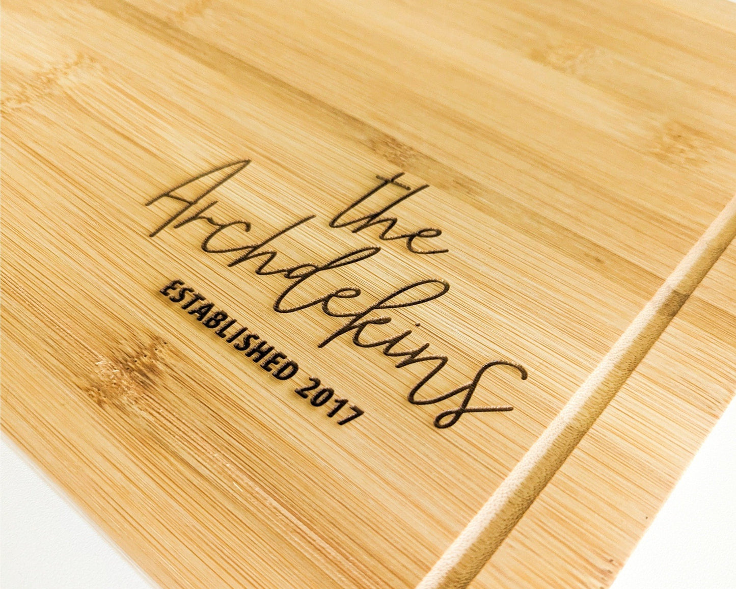 Personalized Couples Names Engraved Bamboo Cutting Board