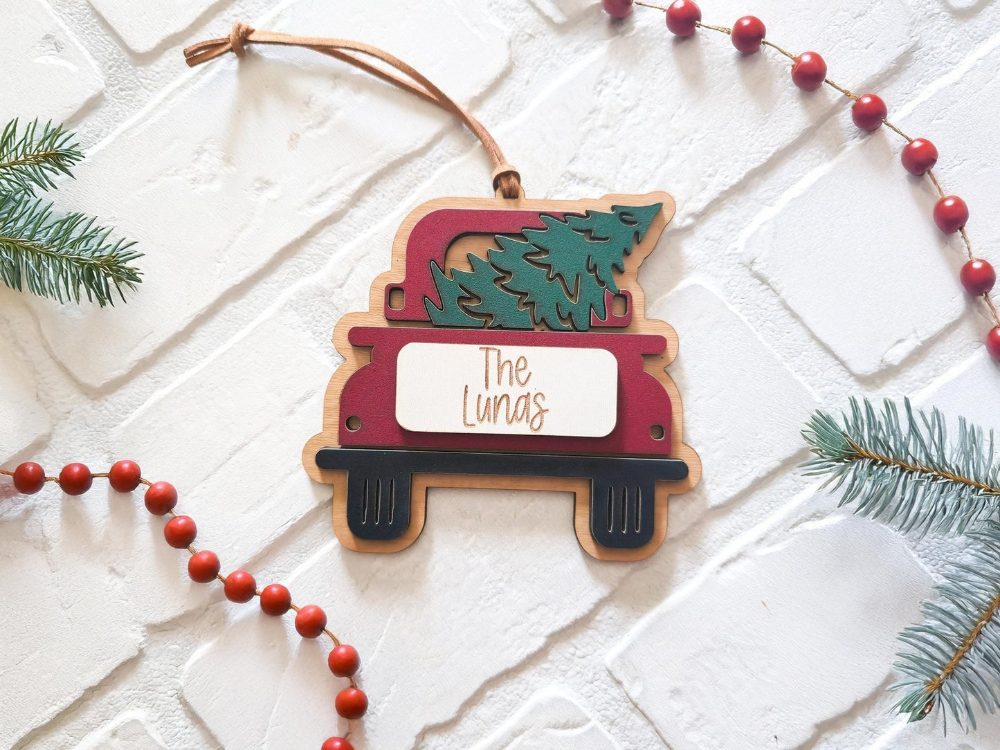 Personalized Red Truck Ornament