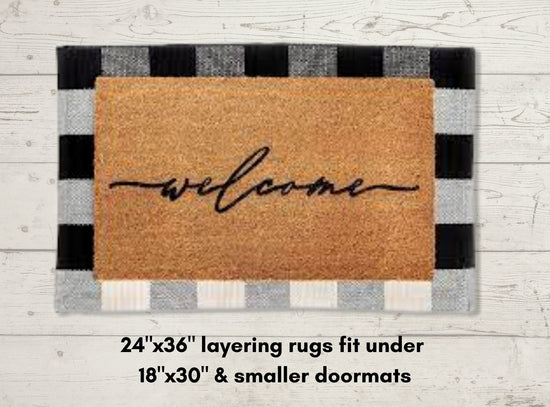 Black Lattice Woven Layering Rug