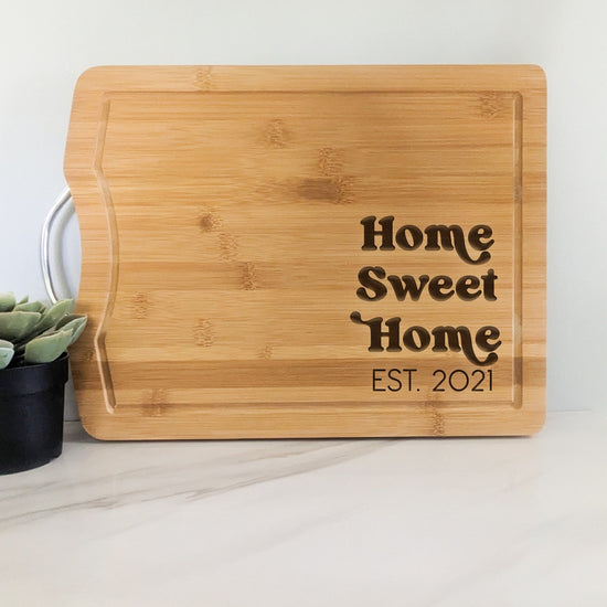 Personalized Home Sweet Home Engraved Bamboo Cutting Board