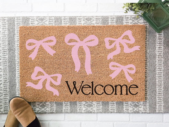 Coquette Pink Bows Welcome Doormat