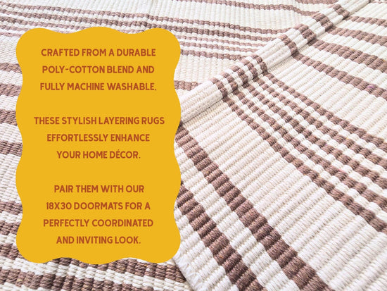 Tan Stripe Woven Layering Rug