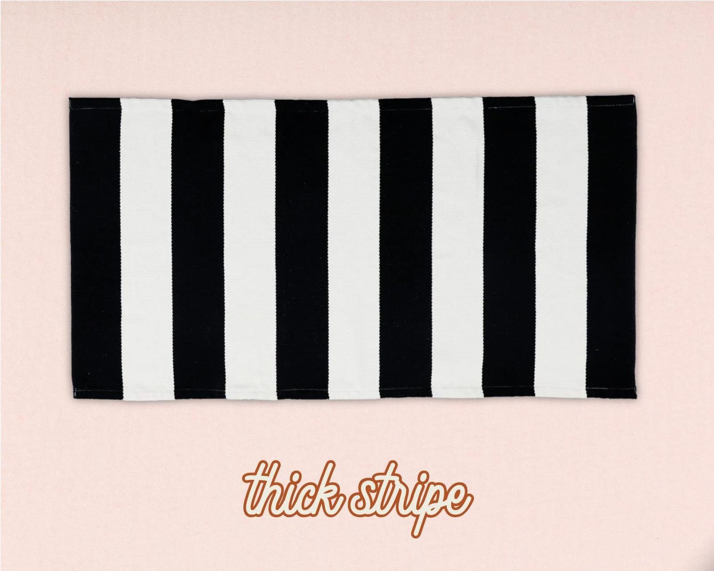 Black and White Stripe Woven Layering Rug