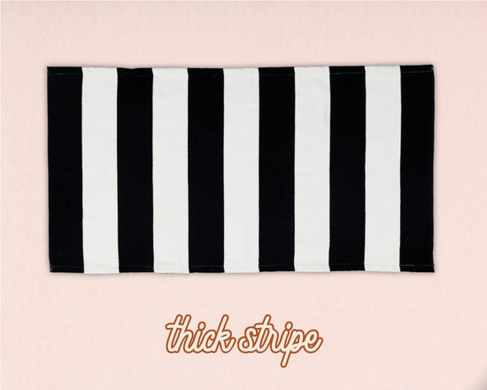 Black and White Stripe Woven Layering Rug