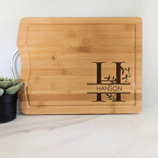 Personalized Monogram Engraved Bamboo Cutting Board