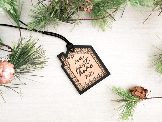 Our First Home Ornament – House Shaped Rattan Style Christmas Ornament