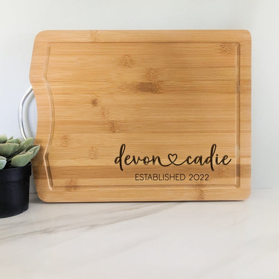Personalized Couples Names Engraved Bamboo Cutting Board
