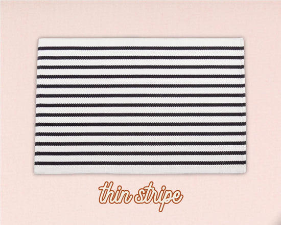 Black and White Stripe Woven Layering Rug