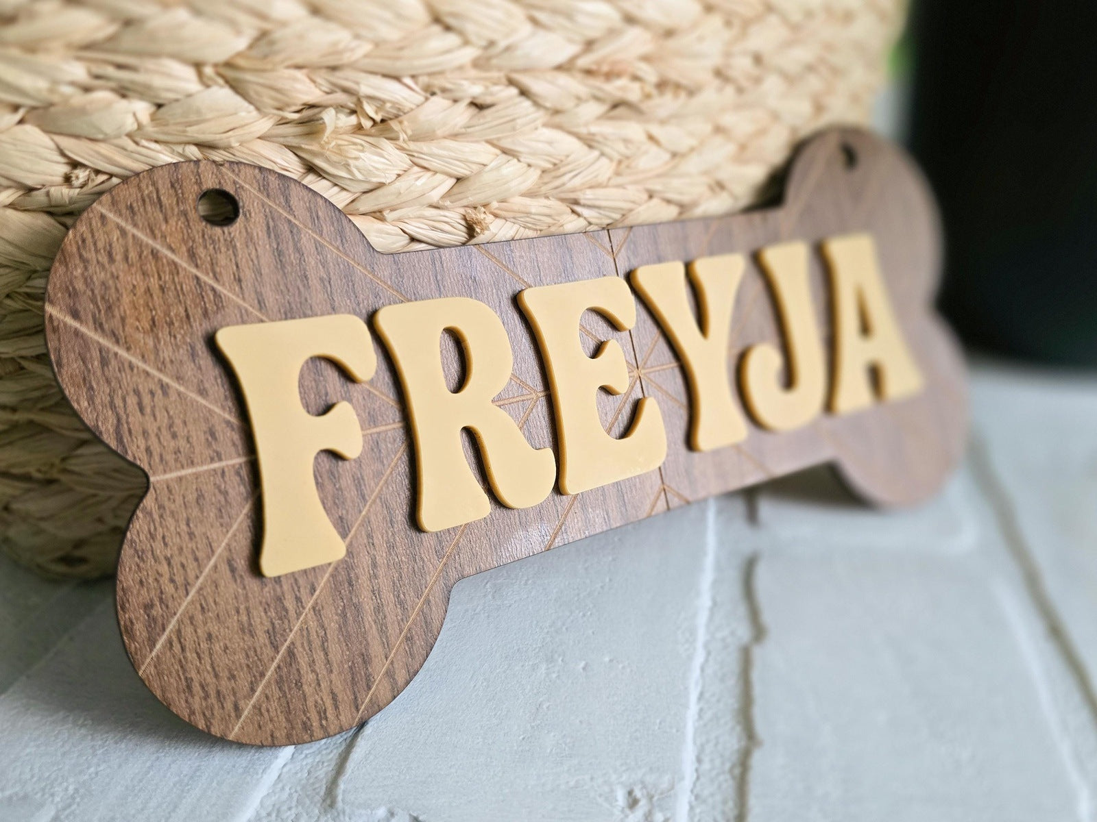 Personalized Dog Bone Crate Name Sign – Custom Pet Kennel Tag with