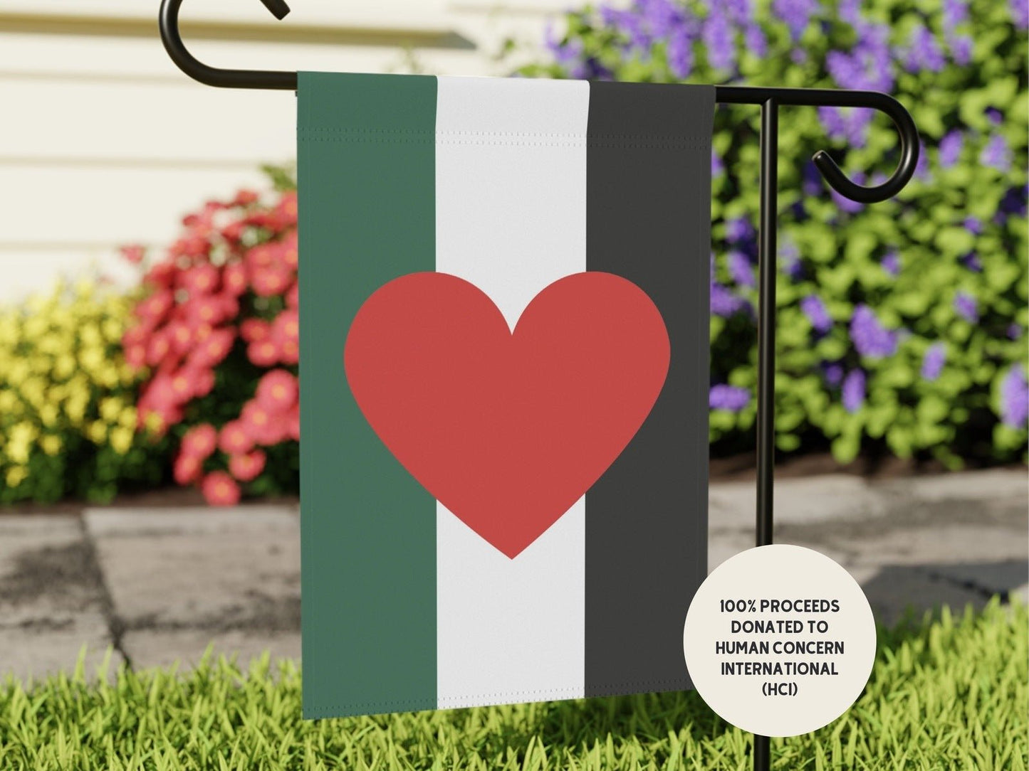 Heart Palestine Support Garden and House Flag - Homebound Society