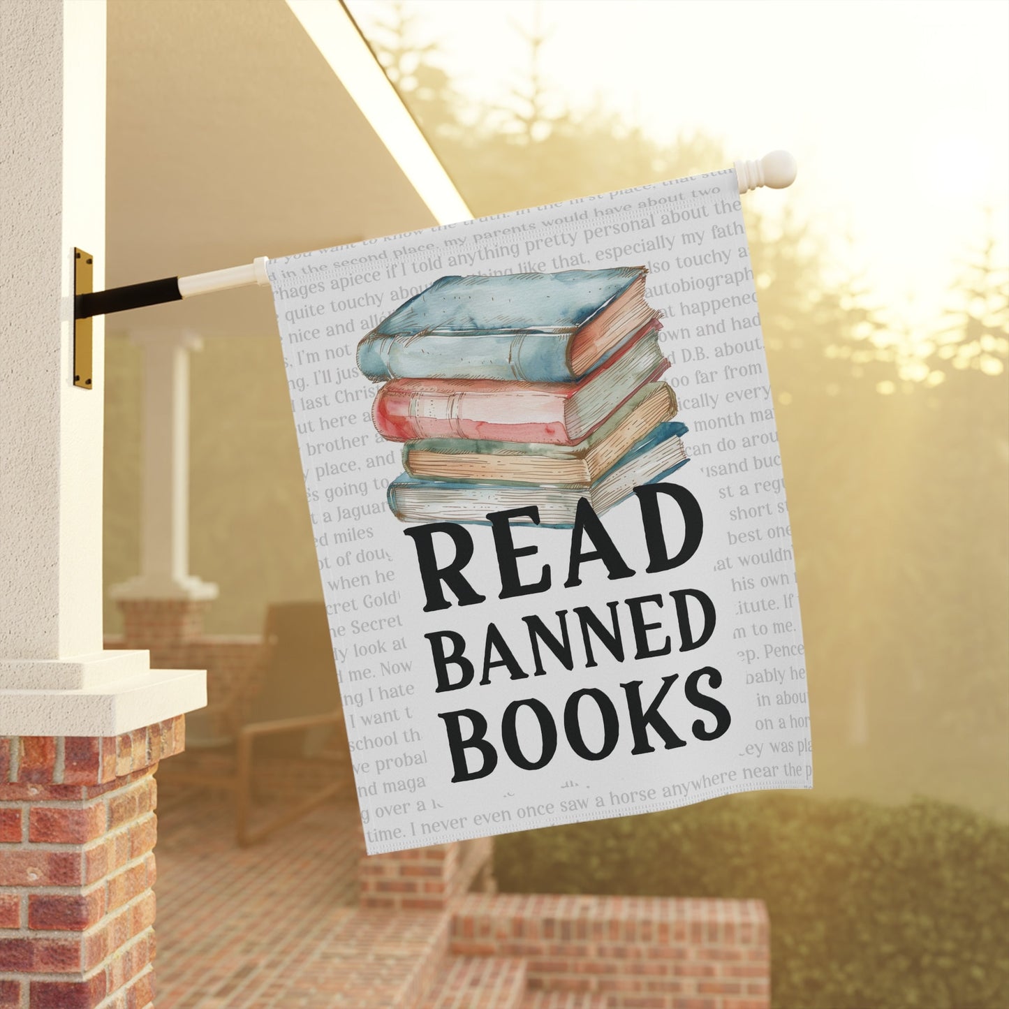 Read Banned Books Garden and House Banner Flag