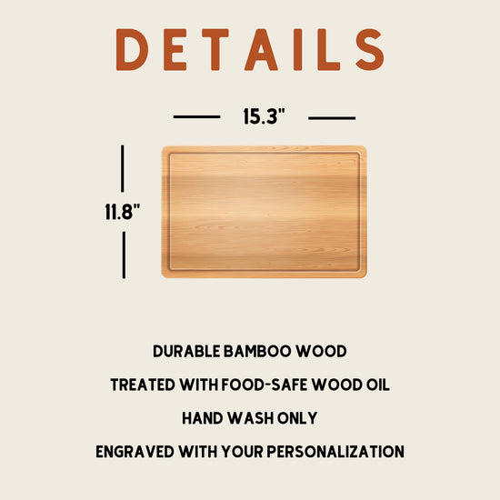 Personalized Monogram Engraved Bamboo Cutting Board