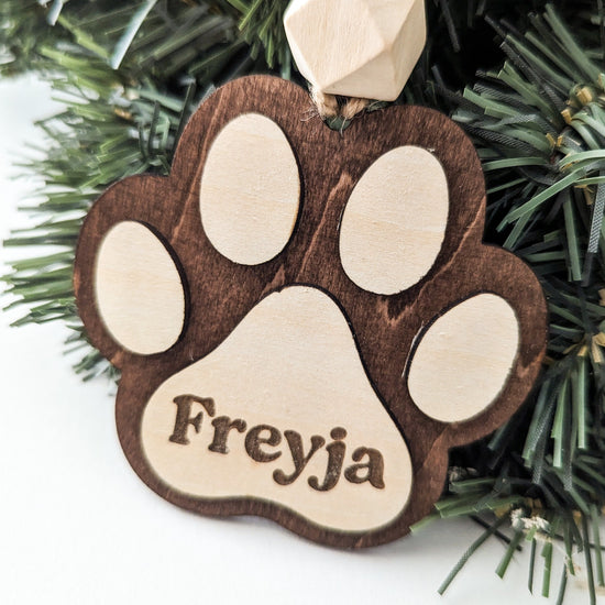 Personalized Pet Paw Holiday Ornament