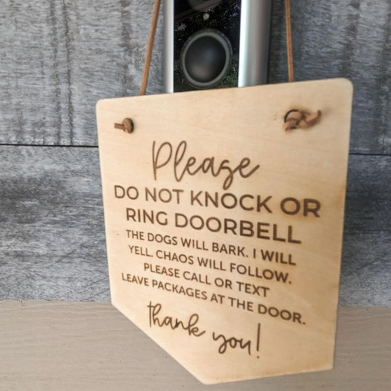 Do Not Knock or Ring Doorbell Front Door Hanger Sign