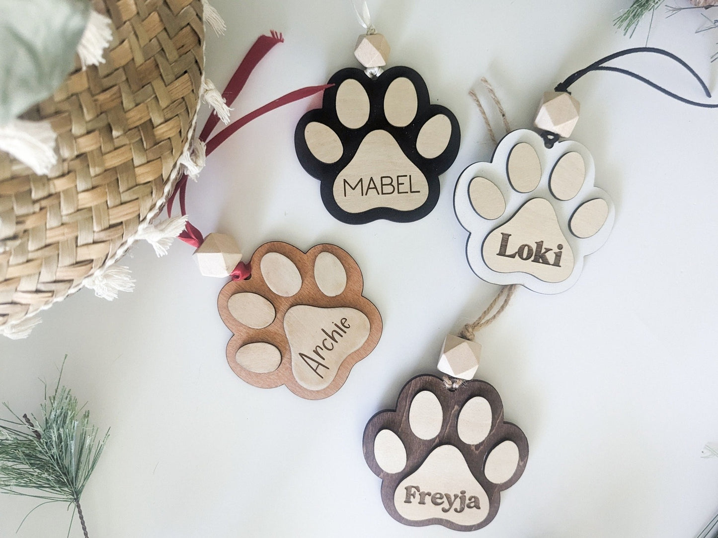 Personalized Pet Paw Holiday Ornament