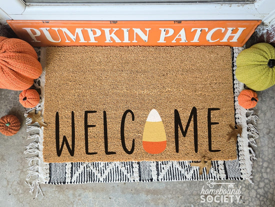 Candy Corn Halloween Welcome Doormat