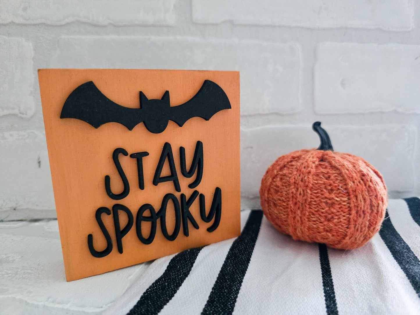 Mini Halloween Ghost and Bat Signs