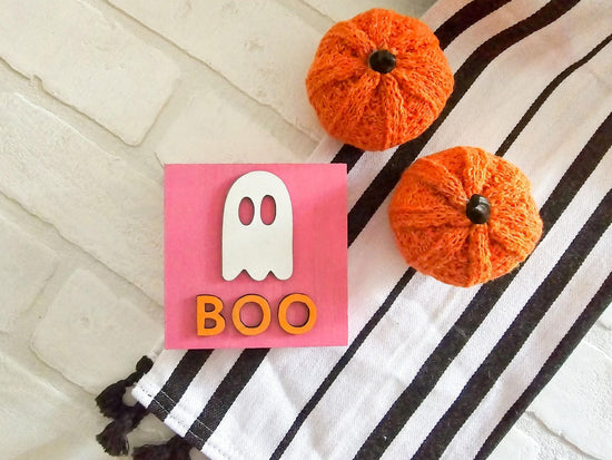 Mini Halloween Ghost and Bat Signs