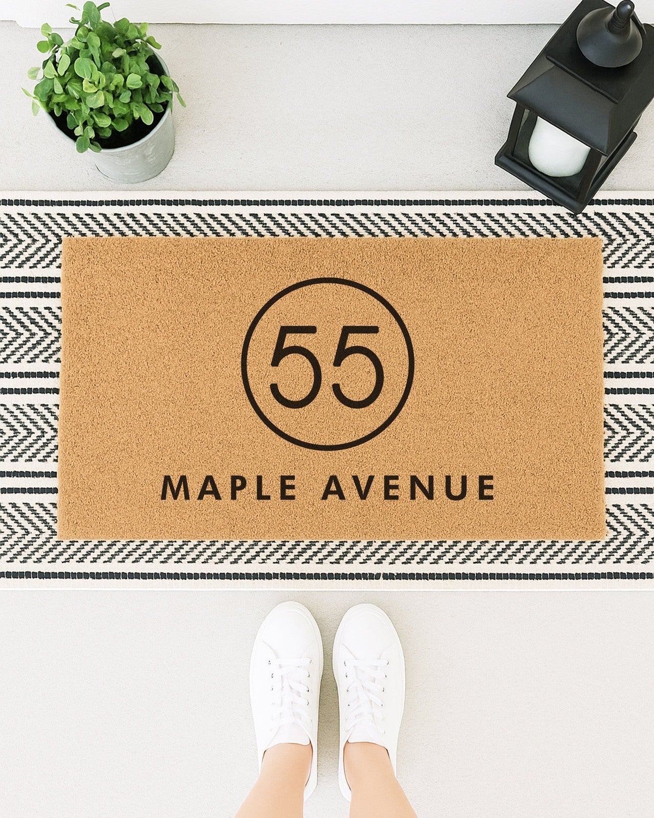 Modern Circle Address Custom Doormat