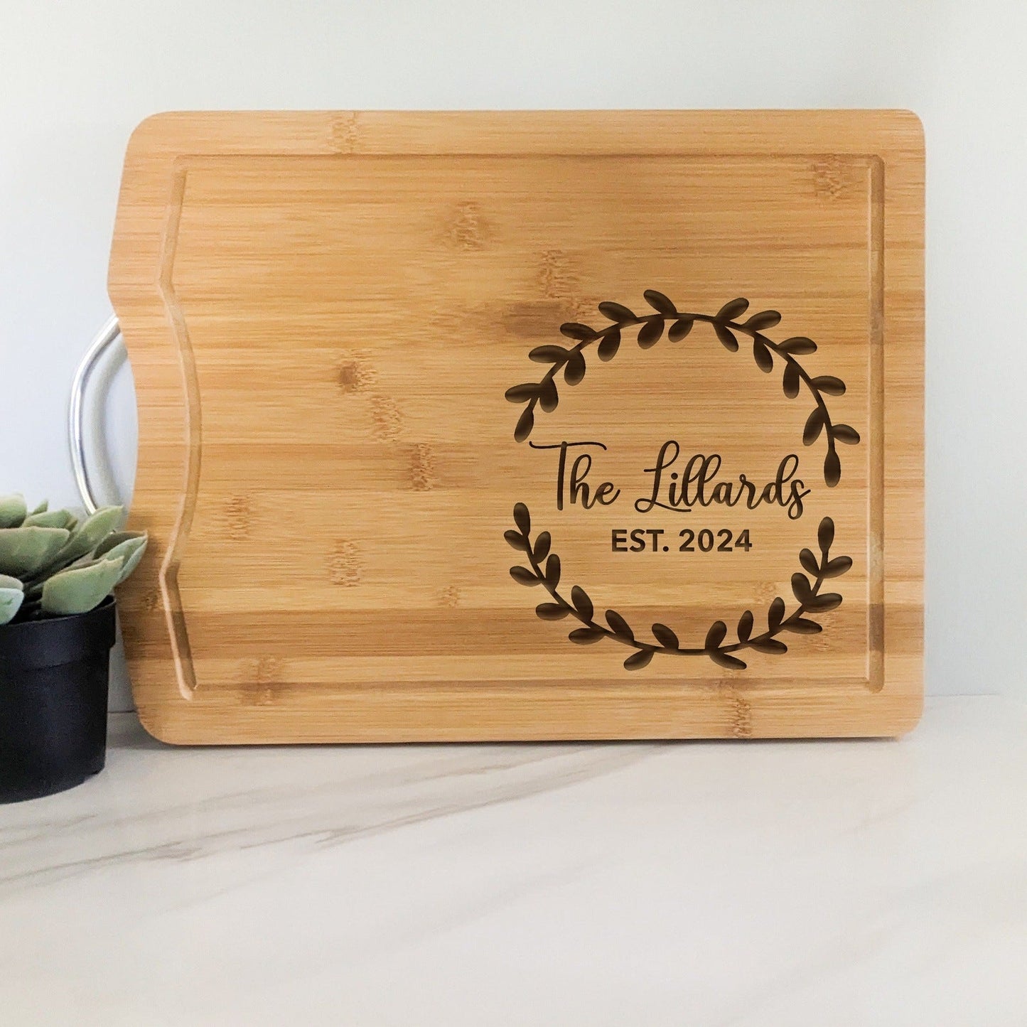 Personalized Laurel Engraved Bamboo Cutting Board - Homebound Society