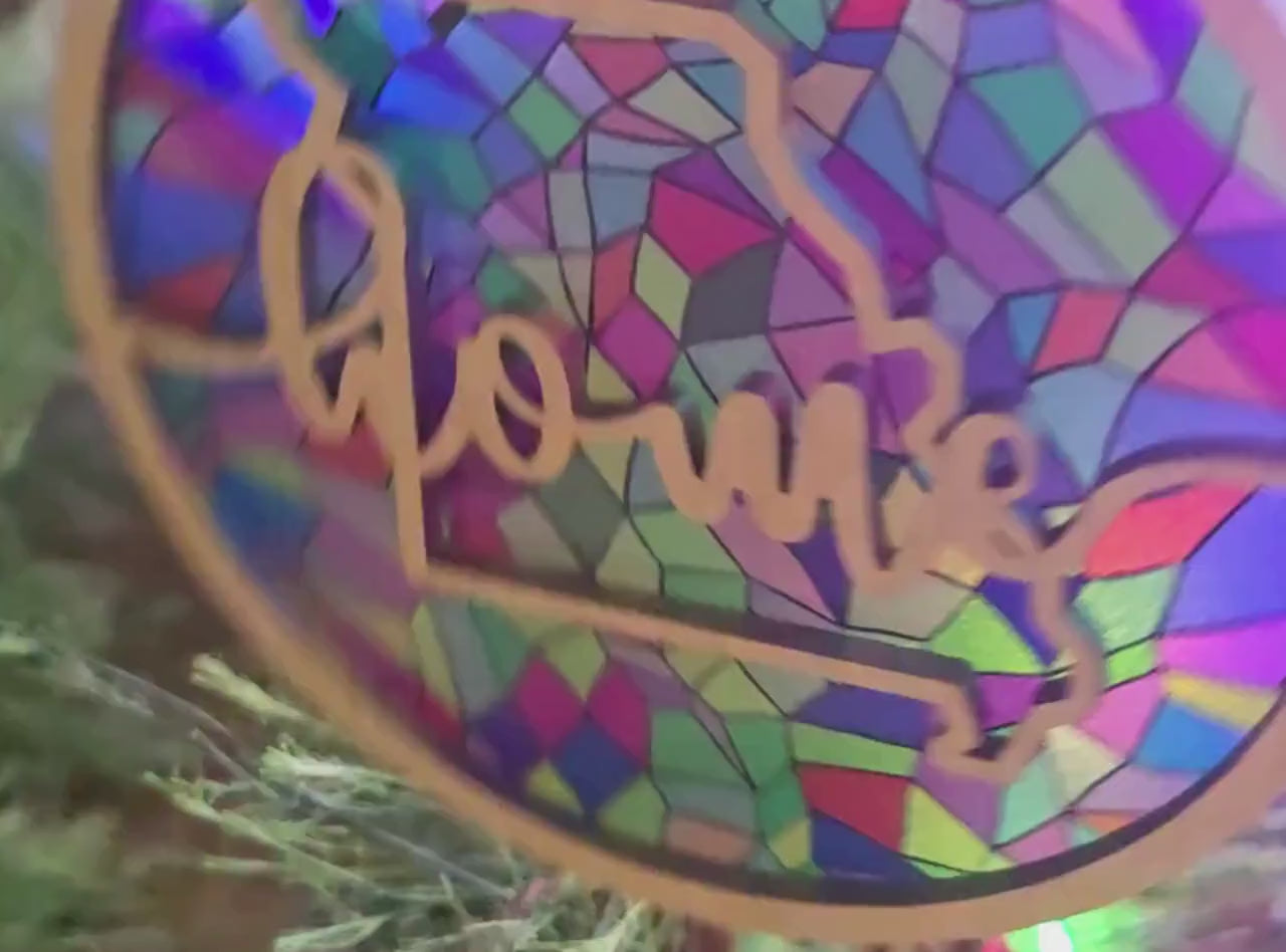 Home State Stained Glass Style Holiday Ornament