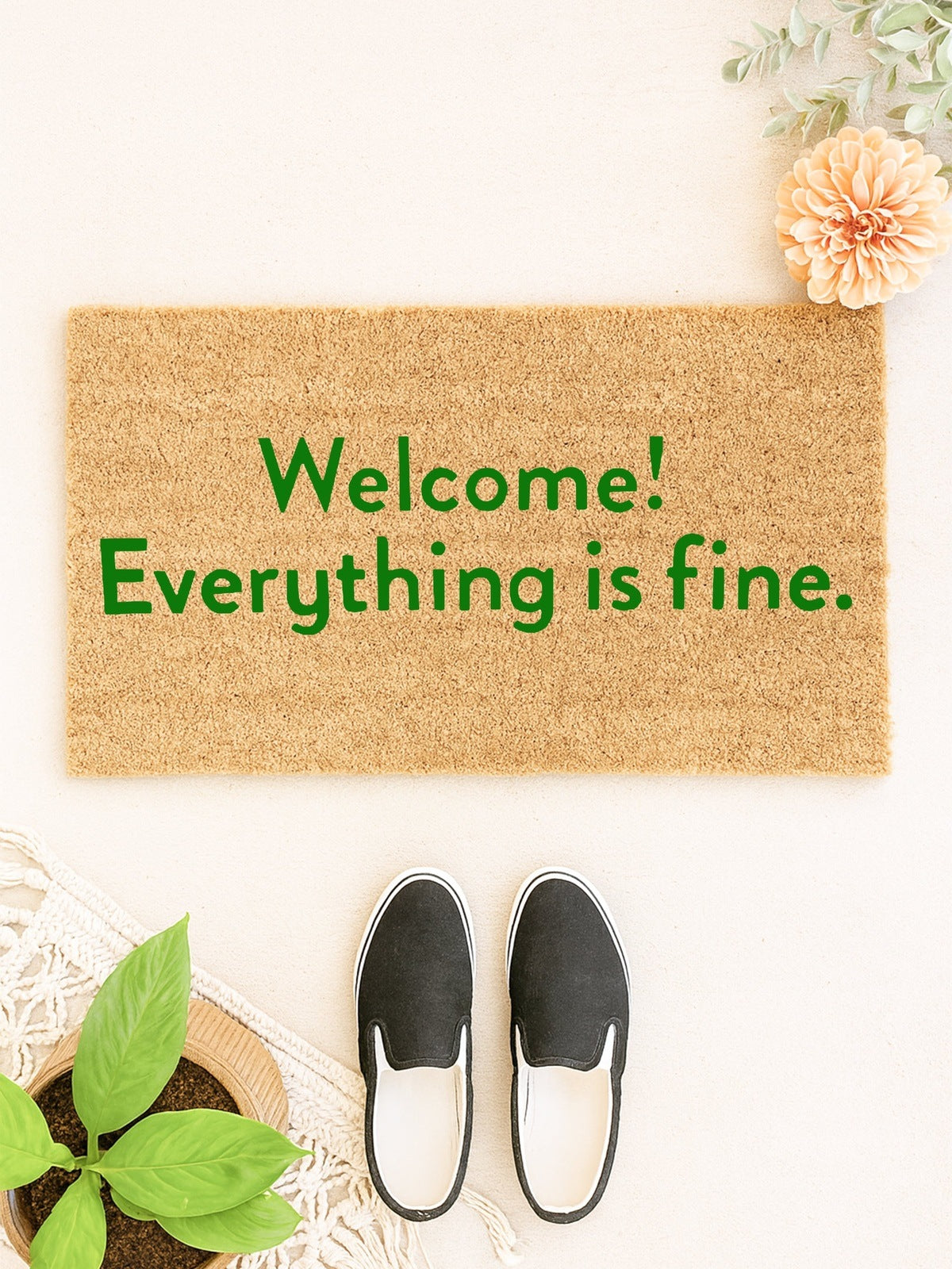 Welcome! Everything is Fine Doormat