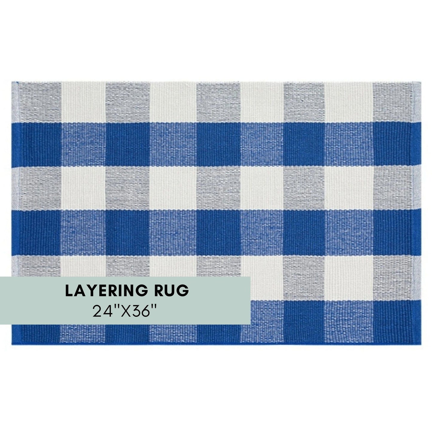 Blue and White Buffalo Check Rug for Layering Doormat