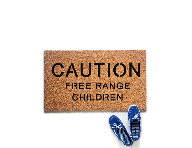 Caution: Free Range Children Doormat