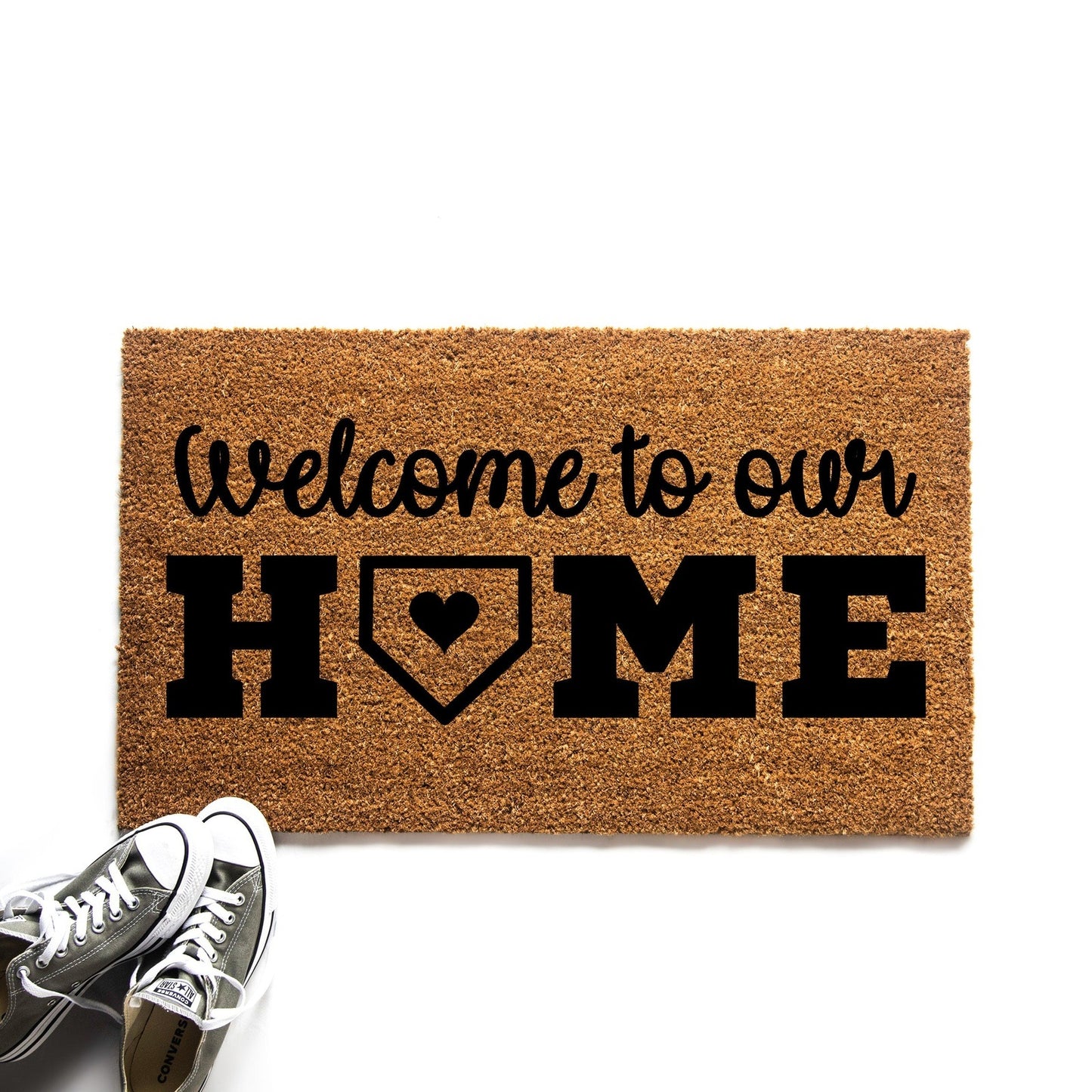 Welcome to Our Home Home Baseball Doormat