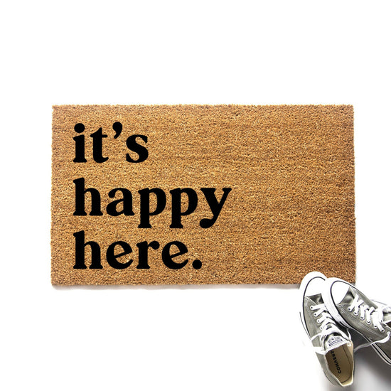 It's Happy Here Doormat