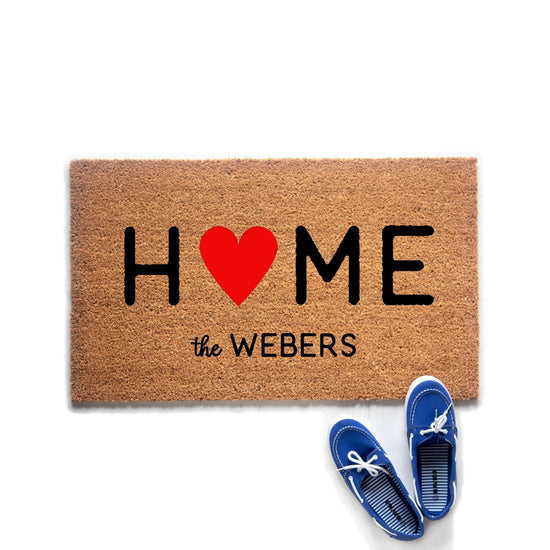 Personalized Home Family Name with Heart Doormat