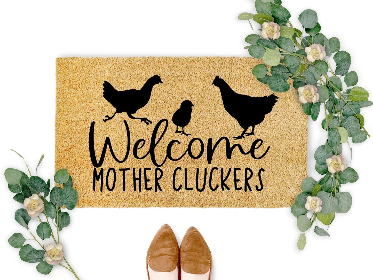 Welcome Mother Cluckers Chicken Doormat