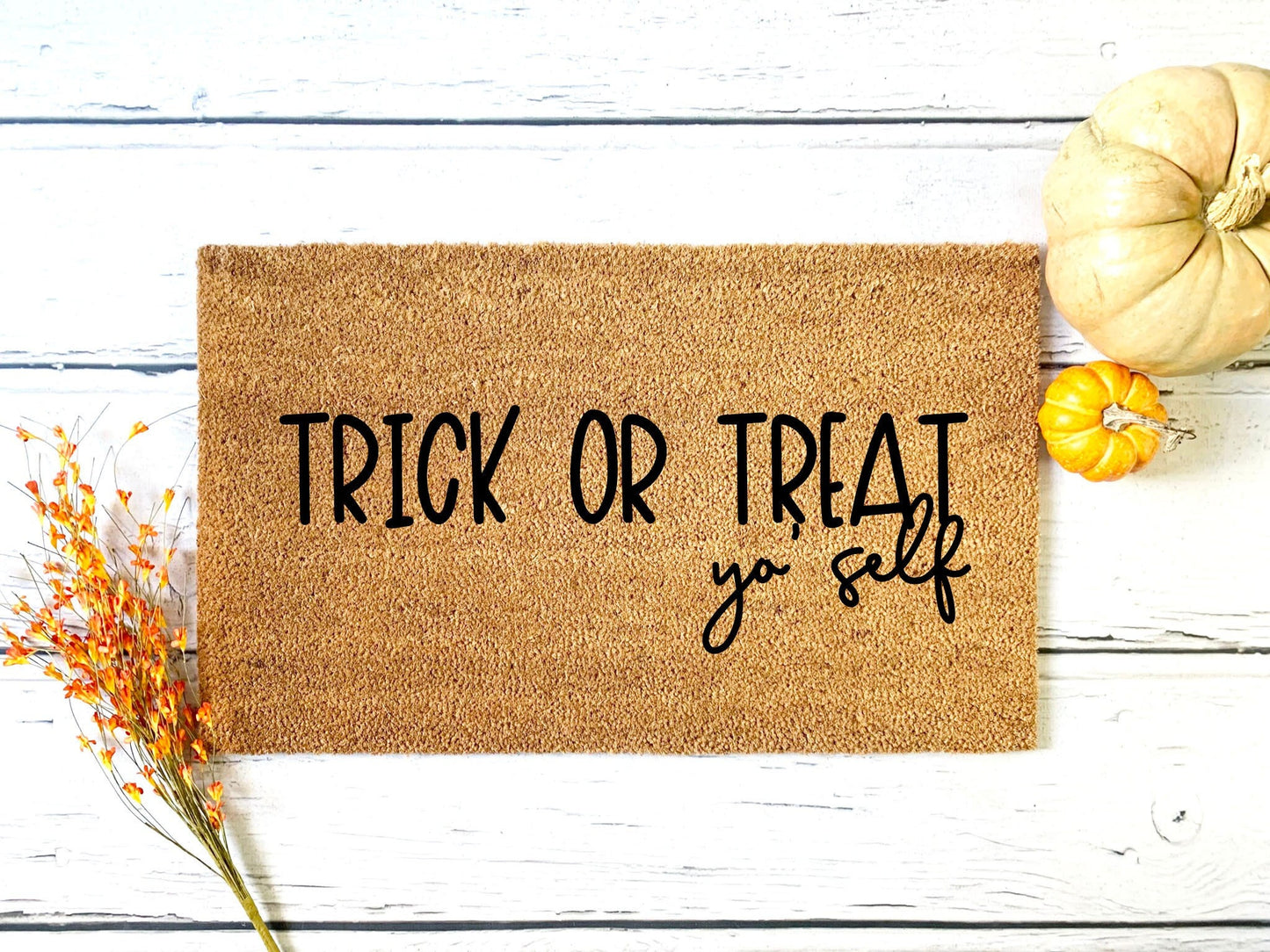 Trick or Treat Yo Self Halloween Doormat