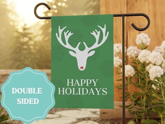 Happy Holidays Reindeer Garden Flag