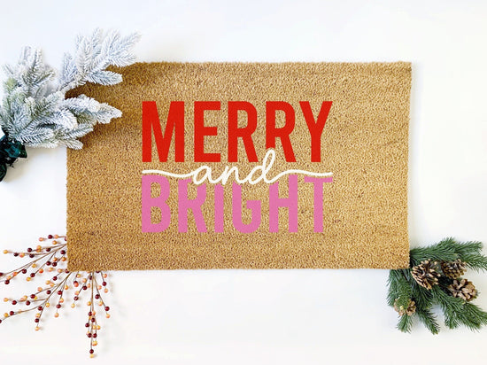 Merry and Bright Modern Christmas Doormat