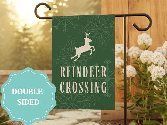 Reindeer Crossing Holiday Garden Flag