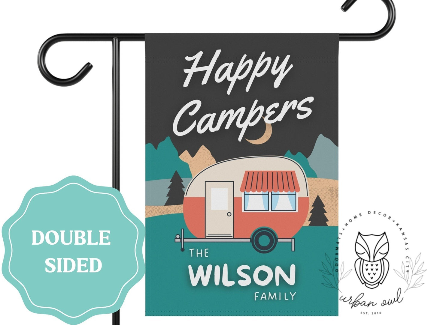 Happy Campers Personalized Garden Flag