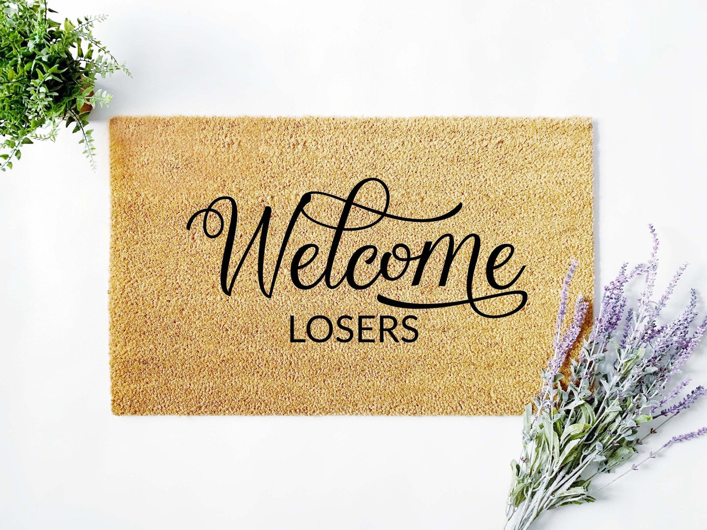 Welcome Losers Calligraphy Doormat