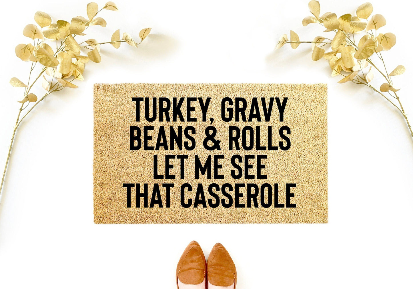 Turkey Gravy Beans and Rolls Thanksgiving Doormat
