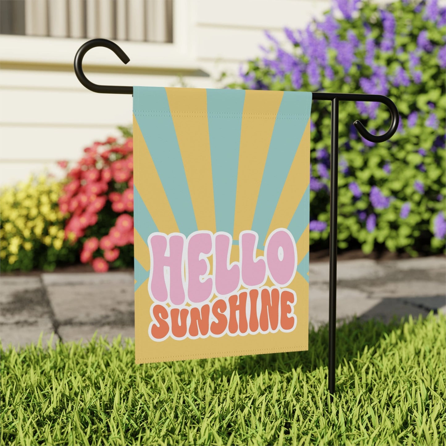 Hello Sunshine Retro Double Sided Summer Garden Flag