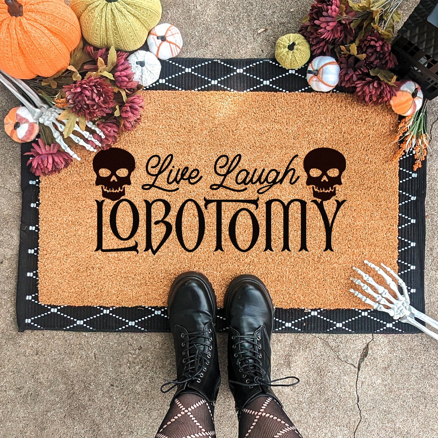 Live Laugh Lobotomy Halloween Doormat