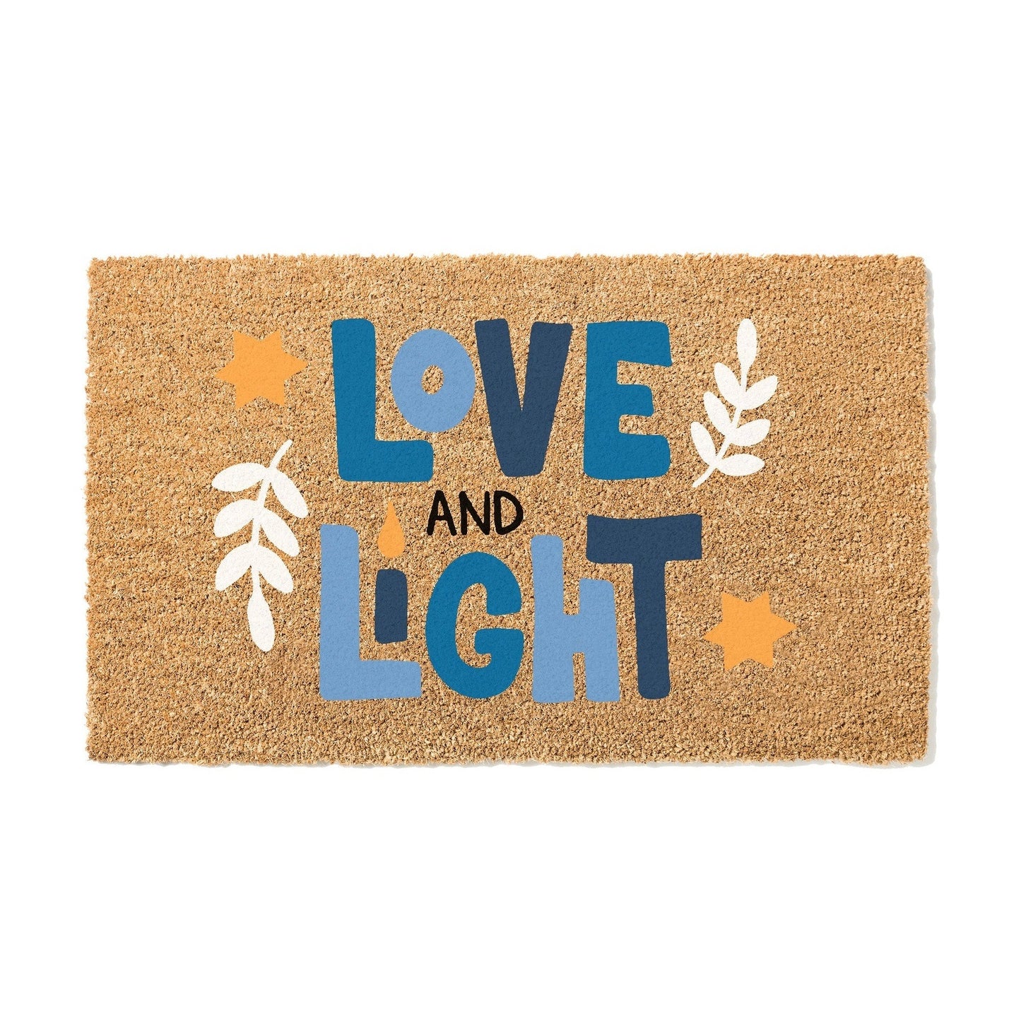 Love and Light Hanukkah Doormat, Cute Holiday Welcome Mat, Outdoor Hanukkah Decoratons, Chanukah Festival of Lights Holiday Door Mat