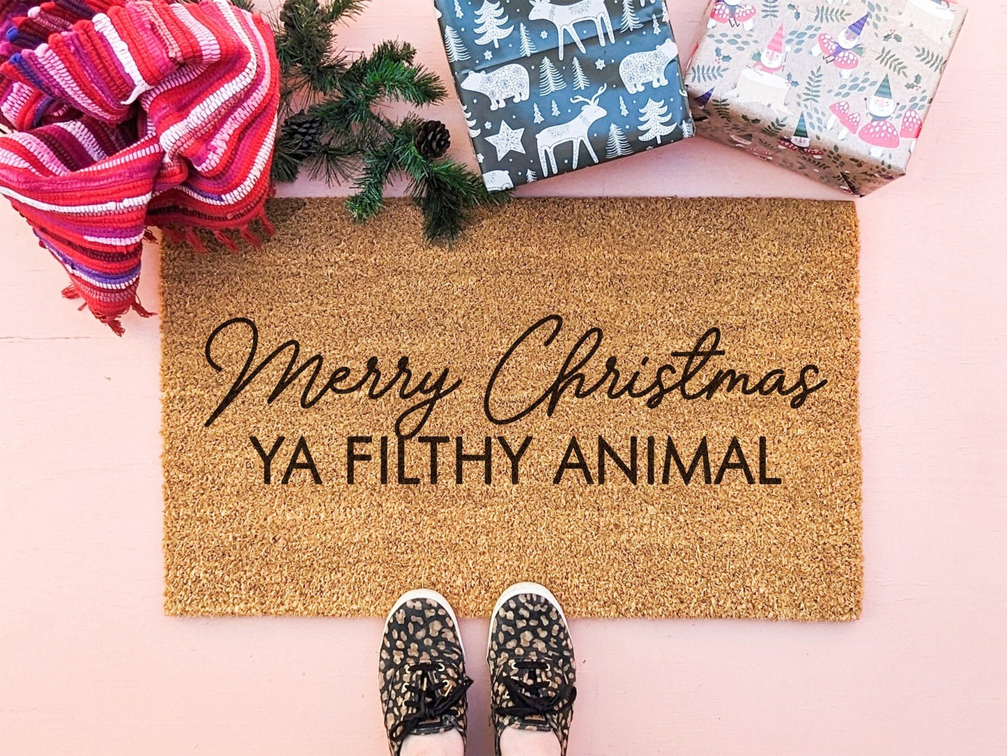 Filthy Animal Doormat, Funny Christmas Door Mat, Funny Holiday Welcome Mat, Merry Christmas Doormat, Christmas Front Porch Outdoor Decor