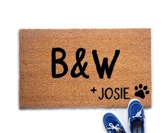 Personalized Couple's Initials and Pet Name Doormat